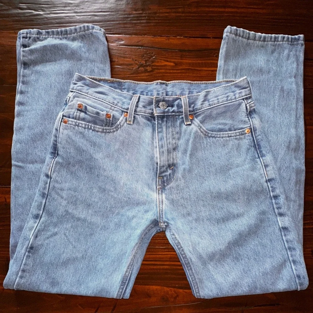 Levis 505 Regular Fit Straight Leg Jeans Light Wash Blue W30 L32 00505-4834